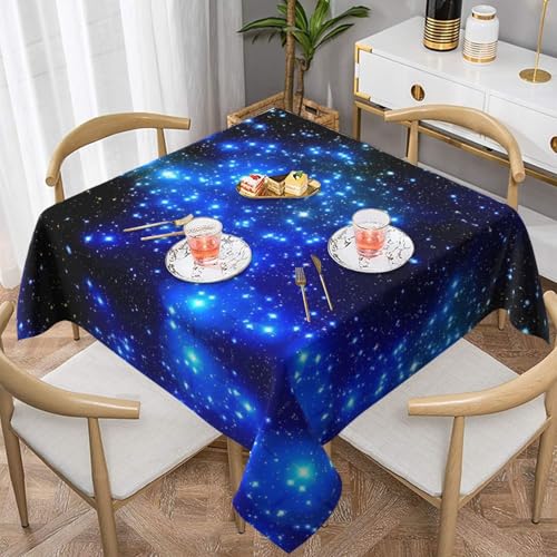 ZhaoYuGoods Dekorative Tischdecke, bedruckt mit blauen leuchtenden Sternen, wasserabweisend, Polyester-Tischdecke für Zuhause, Küche, Innenbereich, 152 x 152 cm von ZhaoYuGoods