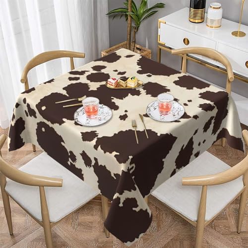 ZhaoYuGoods Dekorative Tischdecke, bedruckter Kuhfell-Druck, Tischdecke, wasserabweisend, Polyester-Tischdecke für Zuhause, Küche, Innenbereich, 137 x 137 cm von ZhaoYuGoods