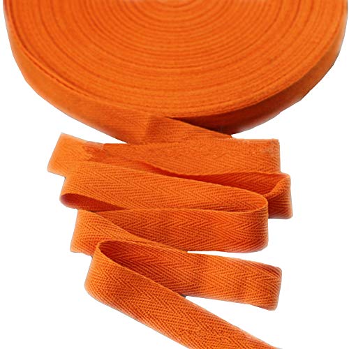 45 Meter Breite 1,9 cm Baumwollband Fischgrätengewebe Gurtband Stoff Köperband Tapisserie für Schrägband, Geschenkverpackung, Verzierung, Handwerk (Dunkelorange) von Zhiheng