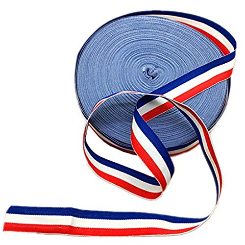 45 Meter langes rot-weiß-blau gestreiftes Ripsband, US-Flagge, patriotisches Band zum Herstellen von Accessoires und Verpacken von Geschenken. von Zhiheng