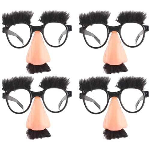 Zhixifan 4 PCS Lustige Halloween Große Nase Brille, Große Nase Kostüm Brillen Augenbrauen Und Schnurrbart für Halloween Kostümparty Erwachsenenversion von Zhixifan