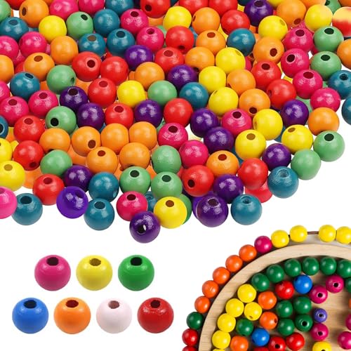 Zhixifan 1000 Stück 10mm Holzperlen Bunte, bunte perlen zum auffädeln mit Loch für DIY Schmuck Herstellung(Drahtlochdurchmesser:3.2mm) von Zhixifan