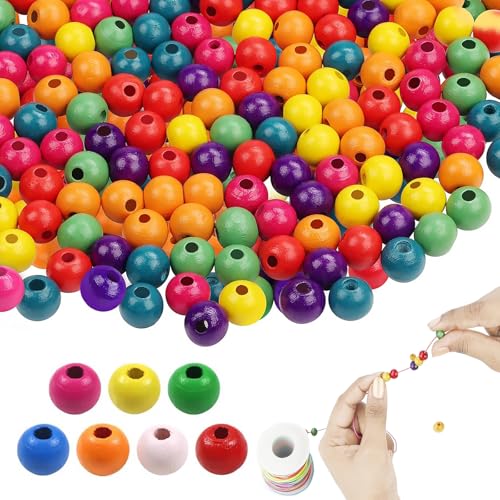 Zhixifan 1000 Stück 8mm Natürliche Runde Bunte Holzperlen, Runde Bastelnperlen, Mini Holzkugeln mit Loch, für DIY Basteln Dekorationen(Drahtlochdurchmesser:2.6mm) von Zhixifan