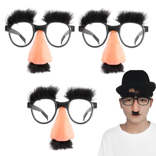 Zhixifan Halloween Fake Bart Brillen Fake Nasenbrille Lustige Gläser Augenbrauen Und Schnurrbart Dekorative Brille für Geburtstagsfeier Dekoration Maskerade Cosplay Requisiten Party 3 Stück—Schwarz von Zhixifan