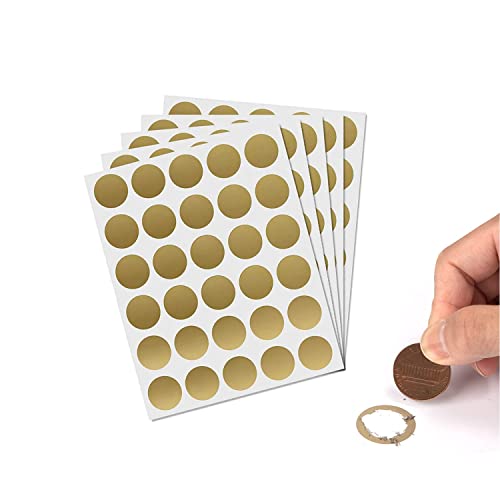 Rubbel Etiketten,150 Stück Rubbel Etiketten Rubbellose Aufkleber Runde Scratch Sticker 2,5cm Rubbel Etiketten für Rubbelkarte Einklebebuch Überraschung Scratch Off-Etiketten GoldRubbelkarten von Zhjuju