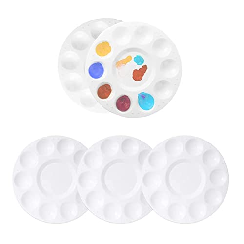 5 Stück Farbpalettenablage Mischpalette Runde Kunststoff Farbpalettenablage Mischtabletten zum Malen von Farbtönen DIY-Handwerk professionelle Kunstmalerei weiß von Zhjuju