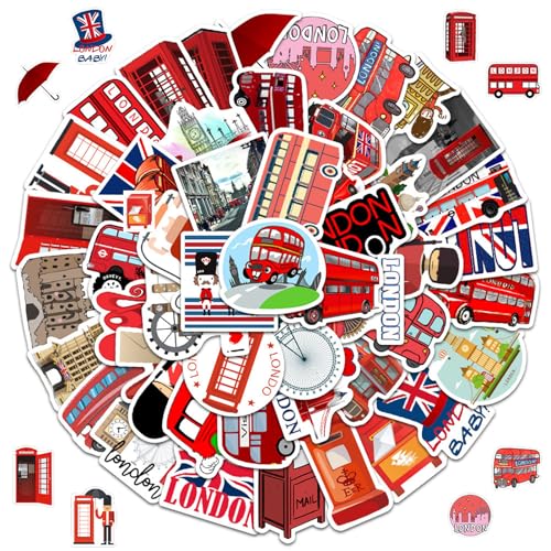 100 Stücke London Bus Sticker Set, London Reiseaufkleber, London England Vinyl Aufkleber, Niedliche Graffiti-Deko-Aufkleber, für Gepäck Laptop Skateboard, für Erwachsene Kinder von Zhlearda