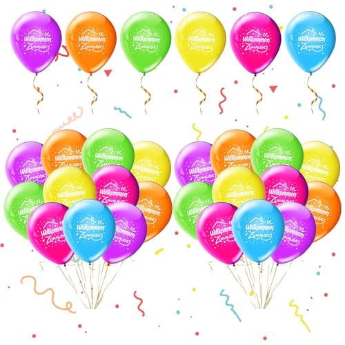 30 Stück Herzlich Willkommen Zurück Ballon, Willkommen Zuhause Bunte Luftballons, Luftballons Willkommen Zuhause Deko, Willkommen Zuhause Latex Ballons für Familie Einweihung Party von Zhlearda