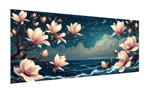 5D Diamond Painting Set 100x50cm, DIY Mond Diamond Painting Eckige Steine Strass Cross Stickerei Kunst Kits, Diamond Painting Zubehör Set Basteln Erwachsene, Geschenk Diamond Painting Magnolie Z-989 von Zhlpjecc