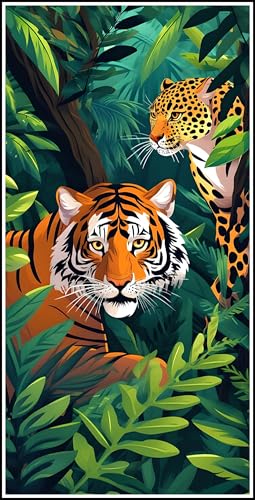 5D Diamond Painting Set 100x50cm, DIY Tiger Diamond Painting Eckige Steine Strass Cross Stickerei Kunst Kits, Diamond Painting Zubehör Set Basteln Erwachsene, Geschenk Diamond Painting Tier Z-740 von Zhlpjecc