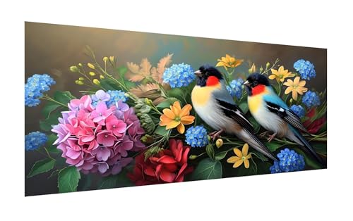 5D Diamond Painting Set 160x80cm, DIY Vogel Diamond Painting Eckige Steine Strass Cross Stickerei Kunst Kits, Diamond Painting Zubehör Set Basteln Erwachsene, Geschenk Diamond Painting Blume Z-841 von Zhlpjecc