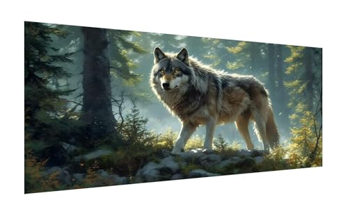 5D Diamond Painting Set 160x80cm, DIY Wald Diamond Painting Eckige Steine Strass Cross Stickerei Kunst Kits, Diamond Painting Zubehör Set Basteln Erwachsene, Geschenk Diamond Painting Wolf Z-876 von Zhlpjecc