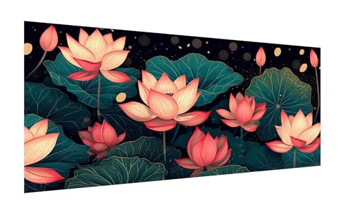 5D Diamond Painting Set 80x160cm, DIY Lotus Diamond Painting Eckige Steine Strass Cross Stickerei Kunst Kits, Diamond Painting Zubehör Set Basteln Erwachsene, Geschenk Diamond Painting Blatt Z-253 von Zhlpjecc