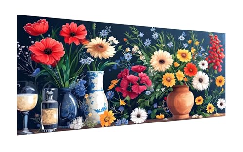 5D Diamond Painting Set 80x160cm, DIY Vase Diamond Painting Eckige Steine Strass Cross Stickerei Kunst Kits, Diamond Painting Zubehör Set Basteln Erwachsene, Geschenk Diamond Painting Blume Z-206 von Zhlpjecc