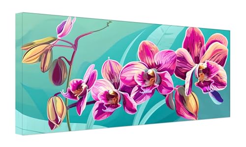 Abstrakte Blumen Malen Nach Zahlen Erwachsene, DIY Vorgedruckte Leinen Leinwand Anfänger Kinder Ölgemälde Kits, Home Haus Dekorieren Geschenk mit 3 Pinsel und Acrylpigment, 25x50cm (Ohne Rahmen) Z-55 von Zhlpjecc