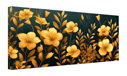 Abstrakte Blumen Malen Nach Zahlen Erwachsene, DIY Vorgedruckte Leinen Leinwand Anfänger Kinder Ölgemälde Kits, Home Haus Dekorieren Geschenk mit 3 Pinsel und Acrylpigment, 25x50cm (Ohne Rahmen) Z-53 von Zhlpjecc