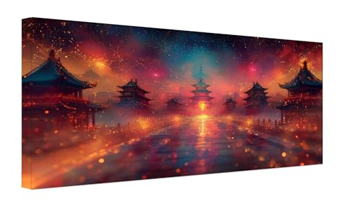 Abstraktes Bokeh Malen Nach Zahlen Erwachsene, DIY Vorgedruckte Leinen Leinwand Anfänger Kinder Ölgemälde Kits, Home Haus Dekorieren Geschenk mit 3 Pinsel und Acrylpigment, 25x50cm (Ohne Rahmen) Z-57 von Zhlpjecc