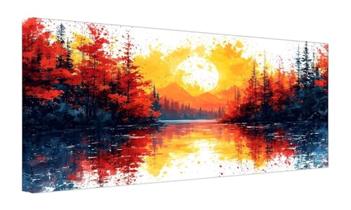 Abstraktes Bokeh Malen Nach Zahlen Erwachsene, DIY Vorgedruckte Leinen Leinwand Anfänger Kinder Ölgemälde Kits, Home Haus Dekorieren Geschenk mit 3 Pinsel und Acrylpigment, 25x50cm (Ohne Rahmen) Z-58 von Zhlpjecc