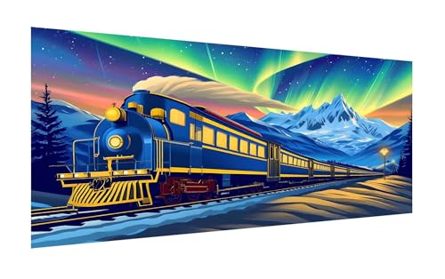 Diamond Painting Aurora, 5D Zug Diamant Painting Bilder Erwachsene, DIY Vollbohrer Cross Stickerei Diamant Kunst Malerei, Diamond Painting Groß XXL, Zimmer Wanddeko Bastelset Geschenk 60x120cm Z-213 von Zhlpjecc