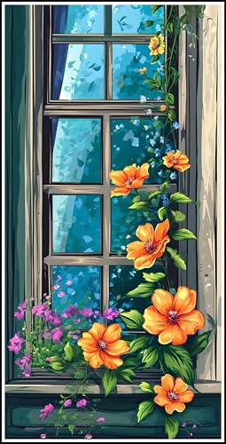 Diamond Painting Blume, 5D Fenster Diamant Painting Bilder Erwachsene, DIY Vollbohrer Cross Stickerei Diamant Kunst Malerei, Diamond Painting Groß XXL für Zimmer Wanddeko Geschenk 120x60cm Z-681 von Zhlpjecc