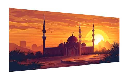 Diamond Painting Erwachsene 140x70cm, DIY Sonnenuntergang Diamant Painting Bilder, 5D Islamische heilige Stätten Diamond Painting Set, Diamant Kristall Kreuzstich Painting, Wand Deko Wohnzimmer Z-874 von Zhlpjecc