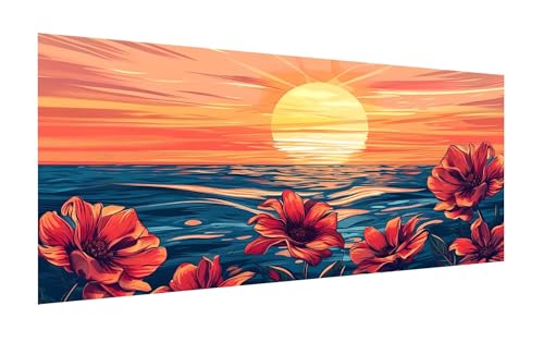 Diamond Painting Erwachsene XXL 100x200cm, DIY Sonnenuntergang Diamant Painting Bilder, 5D Blume Diamond Painting Set, Diamant Kristall Strass Kreuzstich Painting, für Wand Deko Wohnzimmer Z-267 von Zhlpjecc