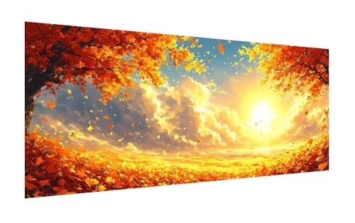 Diamond Painting Erwachsene XXL 140x70cm, DIY Herbst Diamant Painting Bilder, 5D Gefallene Blätter Diamond Painting Set, Diamant Kristall Strass Kreuzstich Painting, für Wand Deko Wohnzimmer Z-866 von Zhlpjecc