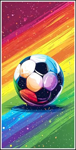 Diamond Painting Fußball, 5D Farbe Diamant Painting Bilder Erwachsene, DIY Vollbohrer Cross Stickerei Diamant Kunst Malerei, Diamond Painting Groß XXL, Zimmer Wanddeko Bastelset Geschenk 60x30cm Z-999 von Zhlpjecc