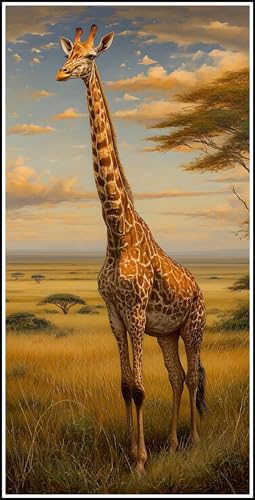 Diamond Painting Giraffe, 5D Wiese Diamant Painting Bilder Erwachsene, DIY Vollbohrer Cross Stickerei Diamant Kunst Malerei, Diamond Painting Groß XXL, Zimmer Wanddeko Bastelset Geschenk 60x30cm Z-994 von Zhlpjecc