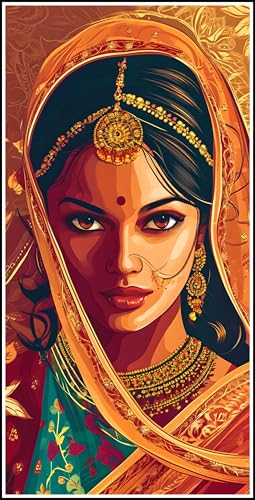 Diamond Painting Indien, 5D Frau Diamant Painting Bilder Erwachsene, DIY Vollbohrer Cross Stickerei Diamant Kunst Malerei, Diamond Painting Groß XXL, Zimmer Wanddeko Bastelset Geschenk 30x60cm Z-457 von Zhlpjecc