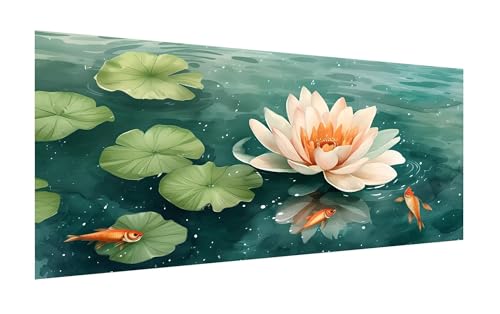 Diamond Painting Lotus, 5D Goldfisch Diamant Painting Bilder Erwachsene, DIY Vollbohrer Cross Stickerei Diamant Kunst Malerei, Diamond Painting Groß XXL für Zimmer Wanddeko Geschenk 120x60cm Z-750 von Zhlpjecc