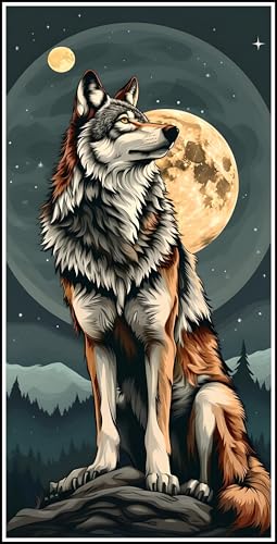 Diamond Painting Mond, 5D Wolf Diamant Painting Bilder Erwachsene, DIY Vollbohrer Cross Stickerei Diamant Kunst Malerei, Diamond Painting Groß XXL für Zimmer Wanddeko Bastelset Geschenk 180x90cm Z-979 von Zhlpjecc