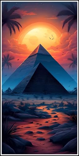 Diamond Painting Pyramide, 5D Sonnenuntergang Diamant Painting Bilder Erwachsene, DIY Cross Stickerei Diamant Kunst Malerei, Diamond Painting Groß XXL für Zimmer Wanddeko Geschenk 60x120cm Z-219 von Zhlpjecc