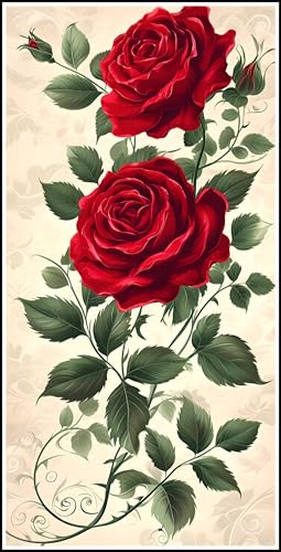 Diamond Painting Rose, 5D Rot Diamant Painting Bilder Erwachsene, DIY Vollbohrer Cross Stickerei Diamant Kunst Malerei, Diamond Painting Groß XXL für Zimmer Wanddeko Bastelset Geschenk 60x120cm Z-295 von Zhlpjecc