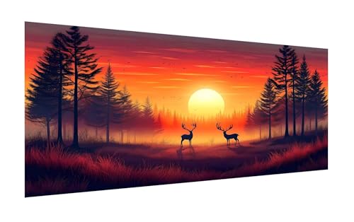 Diamond Painting Sonnenuntergang, 5D Reh Diamant Painting Bilder Erwachsene, DIY Vollbohrer Cross Stickerei Diamant Kunst Malerei, Diamond Painting Groß XXL für Zimmer Wanddeko Geschenk 30x60cm Z-269 von Zhlpjecc