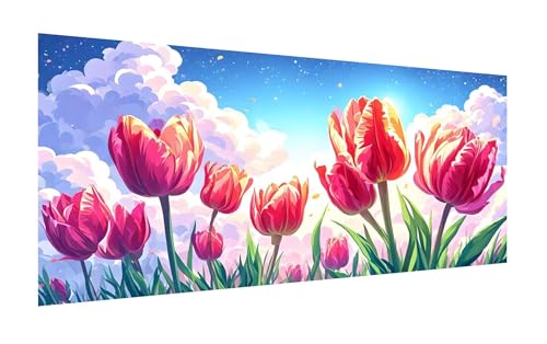 Diamond Painting Tulpe, 5D Blume Diamant Painting Bilder Erwachsene, DIY Vollbohrer Cross Stickerei Diamant Kunst Malerei, Diamond Painting Groß XXL, Zimmer Wanddeko Bastelset Geschenk 180x90cm Z-970 von Zhlpjecc