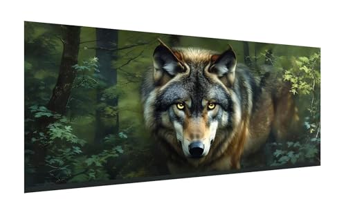 Diamond Painting Wolf, 5D Wald Diamant Painting Bilder Erwachsene, DIY Vollbohrer Cross Stickerei Diamant Kunst Malerei, Diamond Painting Groß XXL für Zimmer Wanddeko Bastelset Geschenk 30x60cm Z-237 von Zhlpjecc