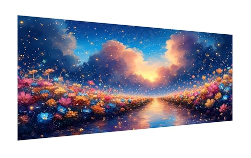 Diamond Painting Wolke, 5D Blumenmeer Diamant Painting Bilder Erwachsene, DIY Vollbohrer Cross Stickerei Diamant Kunst Malerei, Diamond Painting Groß XXL für Zimmer Wanddeko Geschenk 180x90cm Z-990 von Zhlpjecc