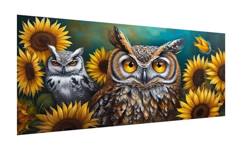 Diamond Painting XXL 100x200cm, DIY Eule Diamant Painting Bilder, 5D Sonnenblume Diamond Painting Set, Diamant Kristall Kreuzstich Painting, Diamond Painting Erwachsene für Wand Deko Wohnzimmer Z-291 von Zhlpjecc