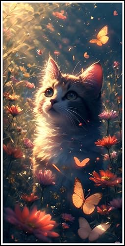 Diamond Painting XXL 100x200cm, DIY Katze Diamant Painting Bilder, 5D Schmetterling Diamond Painting Set, Diamant Kristall Kreuzstich Painting, Diamond Painting Erwachsene, Wand Deko Wohnzimmer Z-285 von Zhlpjecc