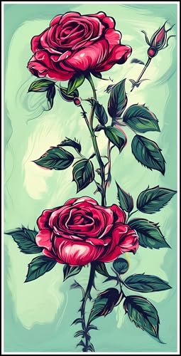 Diamond Painting XXL 100x200cm, DIY Rose Diamant Painting Bilder, 5D Blume Diamond Painting Set, Diamant Kristall Strass Kreuzstich Painting, Diamond Painting Erwachsene für Wand Deko Wohnzimmer Z-299 von Zhlpjecc