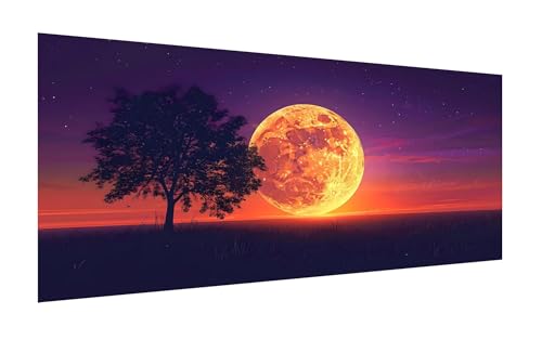 Diamond Painting XXL 140x70cm, DIY Mond Diamant Painting Bilder, 5D Baum Diamond Painting Set, Diamant Kristall Strass Kreuzstich Painting, Diamond Painting Erwachsene für Wand Deko Wohnzimmer Z-985 von Zhlpjecc