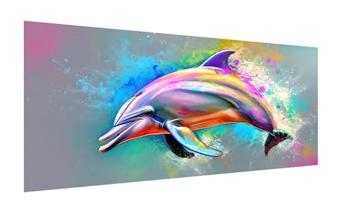 Diamond Painting XXL 140x70cm, DIY Tier Diamant Painting Bilder, 5D Delphin Diamond Painting Set, Diamant Kristall Strass Kreuzstich Painting, Diamond Painting Erwachsene, Wand Deko Wohnzimmer Z-592 von Zhlpjecc