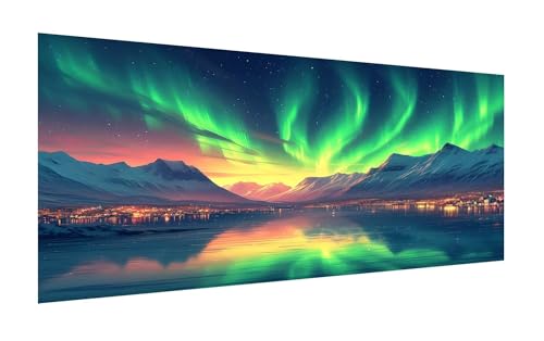 Diamond Painting XXL 70x140cm, DIY Aurora Diamant Painting Bilder, 5D See Diamond Painting Set, Diamant Kristall Strass Kreuzstich Painting, Diamond Painting Erwachsene für Wand Deko Wohnzimmer Z-212 von Zhlpjecc