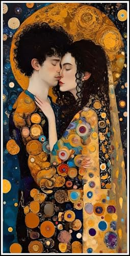 Diamond Painting XXL 70x140cm, DIY Klimt Diamant Painting Bilder, 5D Paar Diamond Painting Set, Diamant Kristall Strass Kreuzstich Painting, Diamond Painting Erwachsene für Wand Deko Wohnzimmer Z-230 von Zhlpjecc