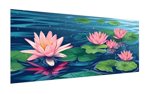 Diamond Painting XXL 70x140cm, DIY Lotus Diamant Painting Bilder, 5D See Diamond Painting Set, Diamant Kristall Strass Kreuzstich Painting, Diamond Painting Erwachsene für Wand Deko Wohnzimmer Z-248 von Zhlpjecc