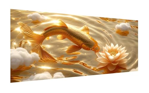 Diamond Painting XXL 80x40cm, DIY Lotus Diamant Painting Bilder, 5D Koi Diamond Painting Set, Diamant Kristall Strass Kreuzstich Painting, Diamond Painting Erwachsene für Wand Deko Wohnzimmer Z-751 von Zhlpjecc