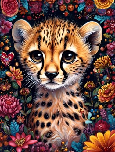 Blume Diamond Painting, 5D Diamant Painting Bilder Leopard Muster Design, Diamond Painting Erwachsene 20x30cm, DIY Full Drill Diamant Malerei Stickerei Kreuzstich Set für Wanddeko Wohnzimmer Y-1 von Zhngshlg