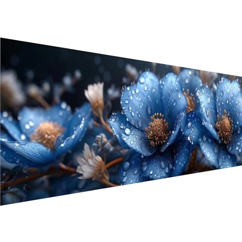 Blume Diamond Painting Erwachsene Groß XXL 90x270cm Leinwand, 5D Diamant Painting Bilder Blau Muster Design, Full Drill Crystal Art Basteln Painting Set, für Zimmer Deko Wohnzimmer Geschenke, y-508 von Zhngshlg