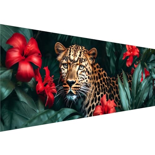 Diamond Painting Blume Diamant Painting Bilder Leopard Diamond Painting Erwachsene Bastelset, 5D Diamond Art Malerei Kinder DIY Mosaikherstellung Stickerei Set für Deko Schlafzimmer, 100x300cm y-489 von Zhngshlg